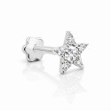 18K Gold Star Moissanite Flat Back Ear Piercing Stud