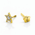 18K Gold Star Moissanite Flat Back Ear Piercing Stud