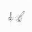 18K Gold Moissanite Flat Back Trinity Stud – Internally Threaded (16G)