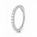 18K White Gold Diamond Hinged Hoop