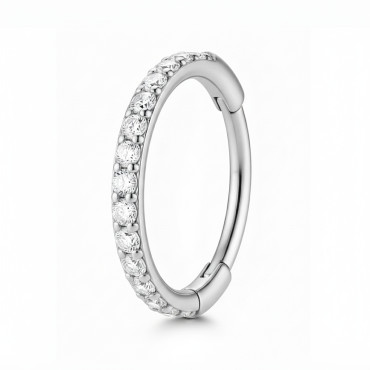 18K White Gold Diamond Hinged Hoop