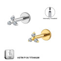 ASTM F136 Titanium 16G (1.2MM) Internally Threaded Small Trinity Piercing Stud