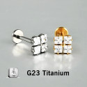 39-4 ASTM F136 Titanium 16G (1.2MM) Internally Threaded Four Stone Piercing Stud