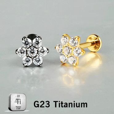 39-6 ASTM F136 Titanium 16G (1.2MM) Internally Threaded Flower Piercing Stud