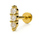 18K Gold Triple Moissanite Stud – Internally Threaded (Sold Per Piece)