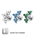 ASTM F136 Titanium 16G (1.2MM) Internally Threaded Curved Trinity Piercing Stud