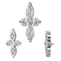 ASTM F136 Titanium 16G (1.2MM) Internally Threaded 4CZ Leaf Piercing Stud