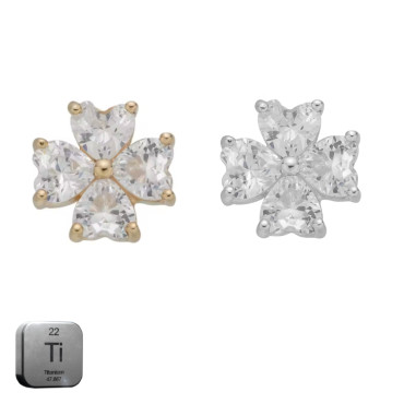 Titanium 16G (1.2MM) Internally Threaded Clover Leaf Piercing Stud