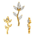 ASTM F136 Titanium 16G (1.2MM) Internally Threaded 5CZ Leaf Piercing Stud
