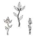 ASTM F136 Titanium 16G (1.2MM) Internally Threaded 5CZ Leaf Piercing Stud
