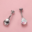 Titanium 14G (1.6MM) Internally Threaded AB Stone Water Drop Belly Button Piercing 10MM