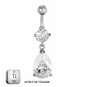 Titanium 14G (1.6MM) Externally Threaded Water Drop Dangling Belly Button Piercing 10MM