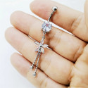 Titanium 14G (1.6MM) Externally Threaded Flower Dangling Belly Button Piercing 10MM