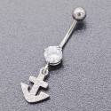 Titanium 14G (1.6MM) Externally Threaded Dangling Anchor Belly Button Piercing 10MM