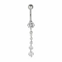 Titanium 14G (1.6MM) Externally Threaded Dangling Stones Belly Button Piercing 10MM