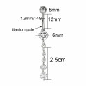 Titanium 14G (1.6MM) Externally Threaded Dangling Stones Belly Button Piercing 10MM