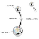 Titanium 14G (1.6MM) Externally Threaded AB Color Belly Button Piercing 10MM