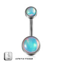 Titanium 14G (1.6MM) Internally Threaded Opal Stone Belly Button Piercing 10MM