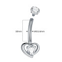 Titanium 14G (1.6MM) Internally Threaded Heart Belly Button Piercing 10MM