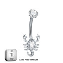 Titanium 14G (1.6MM) Internally Threaded Scorpio Belly Button Piercing 10MM