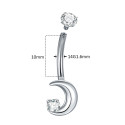 Titanium 14G (1.6MM) Internally Threaded Moon Belly Button Piercing 10MM