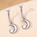 Titanium 14G (1.6MM) Internally Threaded Moon Belly Button Piercing 10MM