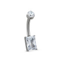 Titanium 14G (1.6MM) Internally Threaded Square Cut Belly Piercing 10MM