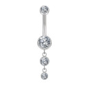 Premium Titanium Hanging 2 Crystals Belly Ring | 14G (1.6MM) | 10MM Bar