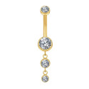 Premium Titanium Hanging 2 Crystals Belly Ring | 14G (1.6MM) | 10MM Bar
