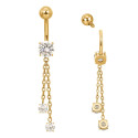 Premium Titanium Hanging Crystals with Chain Belly Ring | 14G (1.6MM) | 10MM Bar