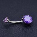 Titanium 14G (1.6MM) Internally Threaded Round Cut Purple Belly Piercing 12MM