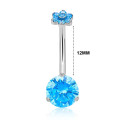 Titanium 14G (1.6MM) Internally Threaded Round Cut Blue Belly Piercing 12MM