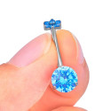 Titanium 14G (1.6MM) Internally Threaded Round Cut Blue Belly Piercing 12MM