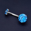 Titanium 14G (1.6MM) Internally Threaded Round Cut Blue Belly Piercing 12MM