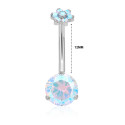 Titanium 14G (1.6MM) Internally Threaded Round Cut AB Belly Piercing 12MM