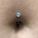 Titanium 14G (1.6MM) Internally Threaded Blue Crystal Floating Belly Button Piercing