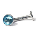 Titanium 14G (1.6MM) Internally Threaded Blue Crystal Floating Belly Button Piercing