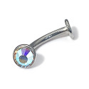 Titanium 14G (1.6MM) Internally Threaded Multicolor Crystal Floating Belly Button Piercing