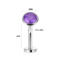 Titanium 14G (1.6MM) Internally Threaded Purple Crystal Floating Belly Button Piercing 10mm