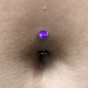 Titanium 14G (1.6MM) Internally Threaded Purple Crystal Floating Belly Button Piercing 10mm