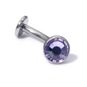 Titanium 14G (1.6MM) Internally Threaded Purple Crystal Floating Belly Button Piercing 10mm