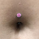 Titanium 14G (1.6MM) Internally Threaded Pink Crystal Floating Belly Button Piercing 10mm