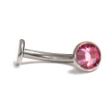 Titanium 14G (1.6MM) Internally Threaded Pink Crystal Floating Belly Button Piercing 10mm