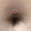 Titanium 14G (1.6MM) Internally Threaded Red Crystal Floating Belly Button Piercing 10mm