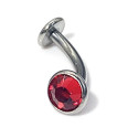 Titanium 14G (1.6MM) Internally Threaded Red Crystal Floating Belly Button Piercing 10mm