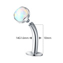 Titanium 14G (1.6MM) Internally Threaded White Opal Floating Belly Button Piercing 10mm