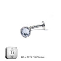 BELLY_10_07 ASTM F136 Titanium 14G (1.6MM) Internally Threaded Clear Crystal Floating Belly Button Piercing 10MM