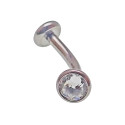 BELLY_10_07 ASTM F136 Titanium 14G (1.6MM) Internally Threaded Clear Crystal Floating Belly Button Piercing 10MM