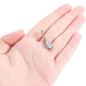 BELLY_10_08 ASTM F136 Titanium 14G (1.6MM) Internally Threaded White Water Drop Belly Button Piercing 10MM