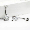 BELLY_10_08 ASTM F136 Titanium 14G (1.6MM) Internally Threaded White Water Drop Belly Button Piercing 10MM